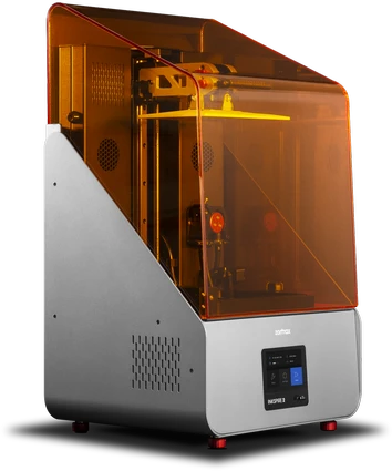 Zortrax Inkspire 2 su oranžiniu apsauginiu gaubtu