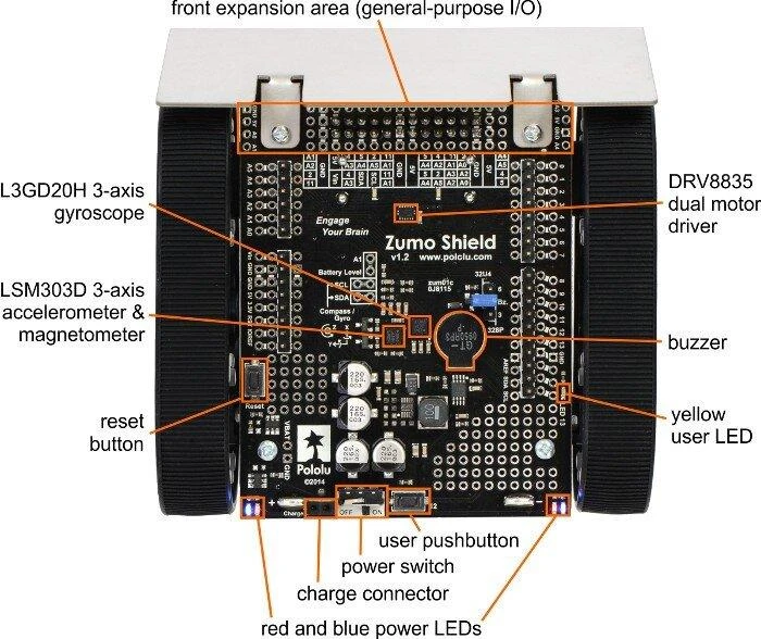 Zumo v1.2, mini sumo roboto rinkinys, skirtas Arduino, Pololu 2509