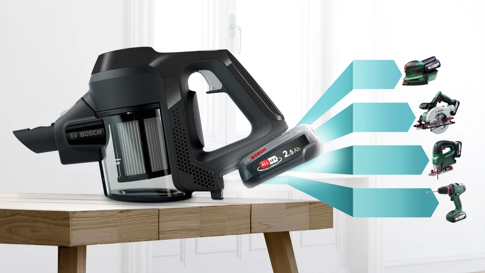 Bosch BBS611BSC Serie | 6 įkraunamasis dulkių siurblys Unlimited, Juodas