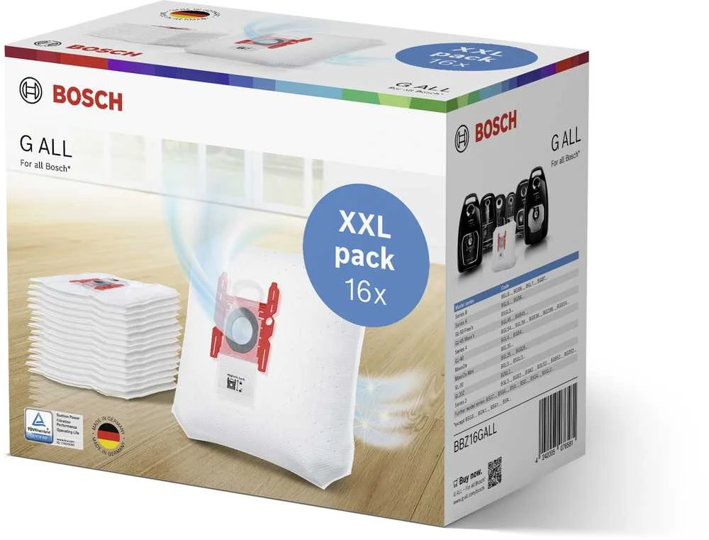 Bosch BBZ16GALL dulkių siurblio dulkių maišelis, G tipo ALL XXL pakuotė