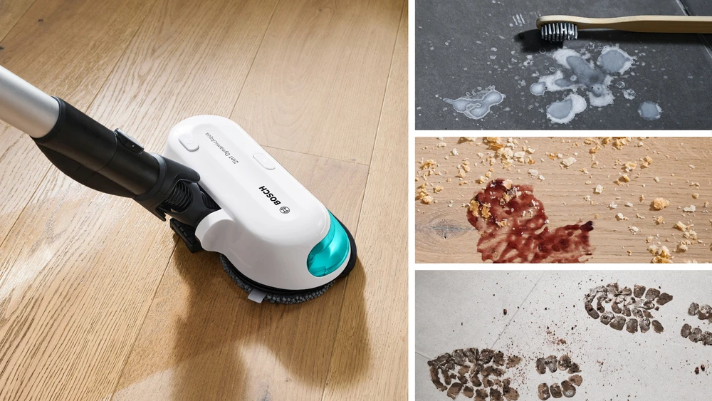 Bosch BCS71HYG1 Įkraunamas 2 viename vakuumas dulkių siurblys ir šluostė, Unlimited 7 ProHygienic Aqua, Baltas