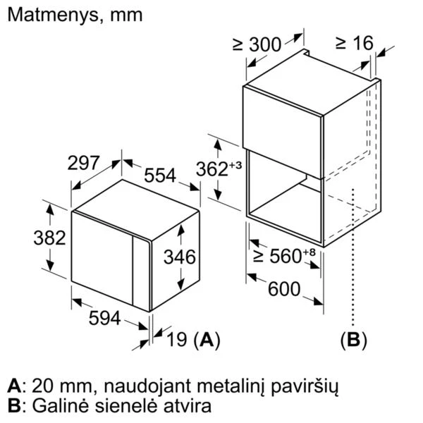 Įmontuojama mikrobangų krosnelė Bosch BFL524MS0