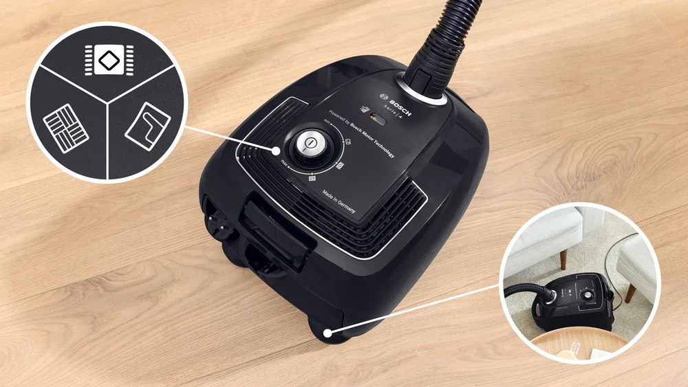 Bosch BGL38BA2H Serija 4, Dulkių siurblys su maišeliu, Juoda