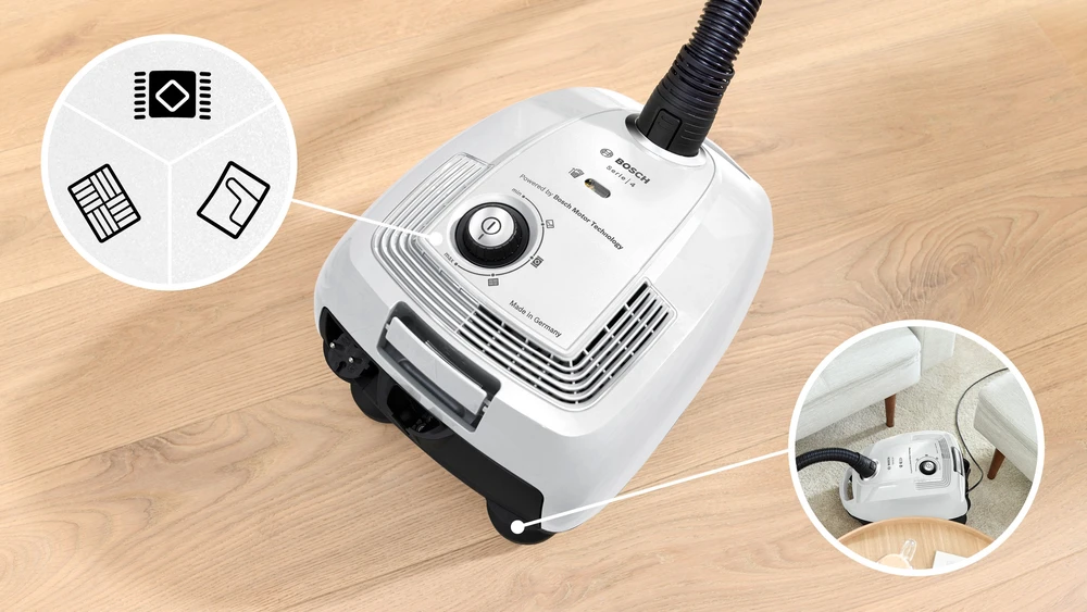 Bosch BGL38WH2 Serija 4, Dulkių siurblys su maišeliu, Baltas