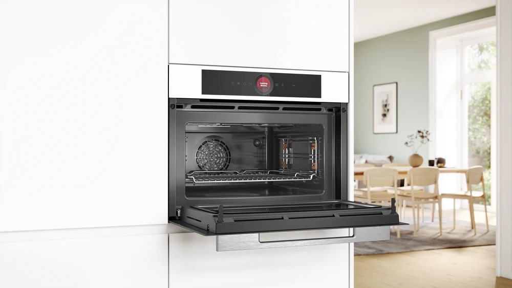 Įmontuojama kompaktiška orkaitė, Bosch CMG7241W1, su mikrobangų funkcija