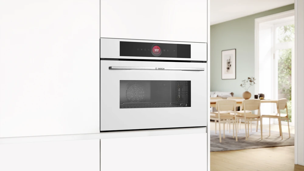 Įmontuojama kompaktiška orkaitė, Bosch CMG7241W1, su mikrobangų funkcija