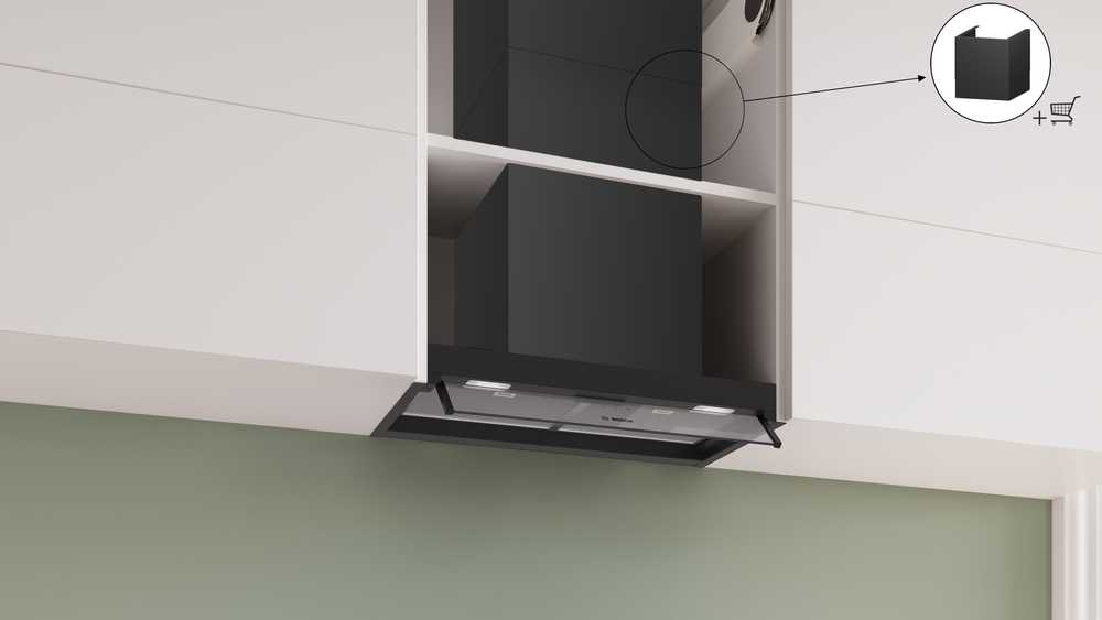 Bosch DBB65CC60 Serija 4, Integruojamasis kamino tipo gartraukis, 60 cm, Matinė juoda