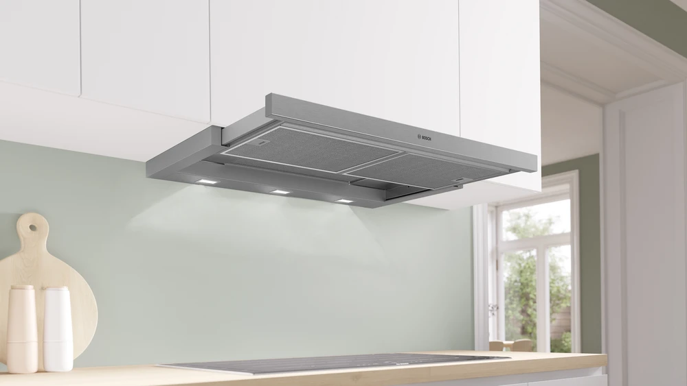 Bosch DFS097A51 Serija 4, Ištraukiamasis gartraukis, 90 cm, Sidabrinio metalo