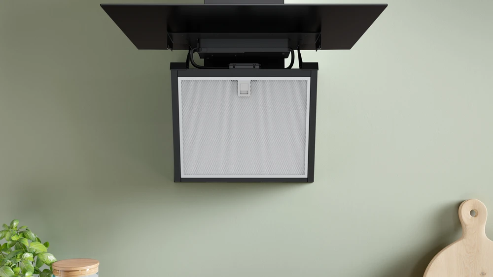 Bosch DWK67PN61 Serija 6, Prie sienos montuojamas gartraukis, 60 cm, skaidrus stiklas su juodu atspaudu, Juoda
