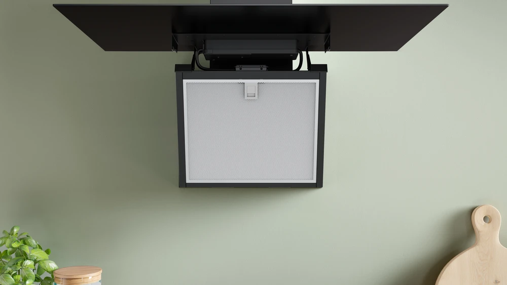 Bosch DWK87PN61 Serija 6, Prie sienos montuojamas gartraukis, 80 cm, skaidrus stiklas su juodu atspaudu, Juoda