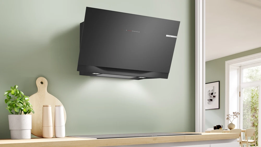 Bosch DWK91LT60 Serija 8, Prie sienos montuojamas gartraukis, 90 cm, skaidrus stiklas su juodu atspaudu, Juoda