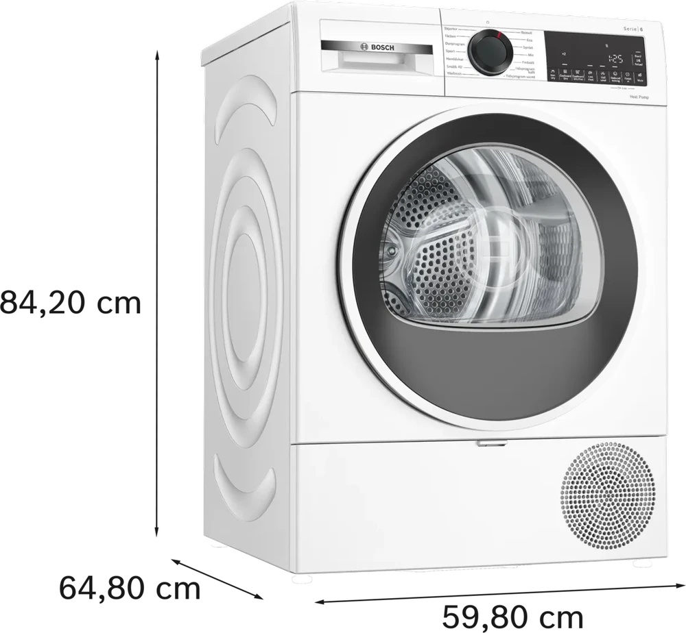 Bosch Džiovyklė su šilumos siurbliu 9kg | WQG2420WSN