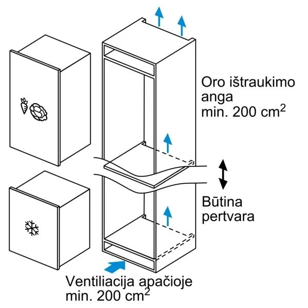 Bosch ‎GIV11AFE0 GIV11AFE0 Serija 4, Įmontuojamasis šaldiklis, 71.2 x 55.8 cm, plokščias vyris