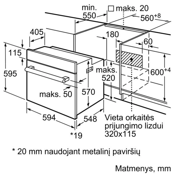 Įmontuojama orkaitė Bosch HBF113BR1S