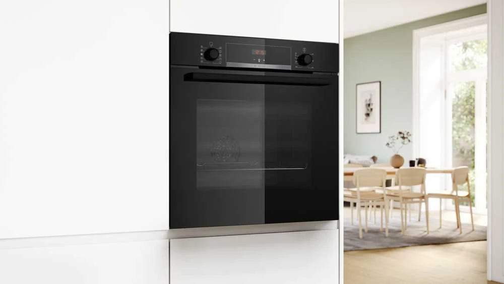 Siemens Bosch HQA534BB3 Serija 4, Įmontuojamoji orkaitė su papildomų garų funkcija, 60 x 60 cm, Juodas