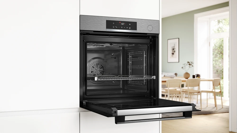 Bosch HRG572ES3 Serija 4, Įmontuojamoji orkaitė su papildomų garų funkcija, 60 x 60 cm, Nerūdijančio plieno