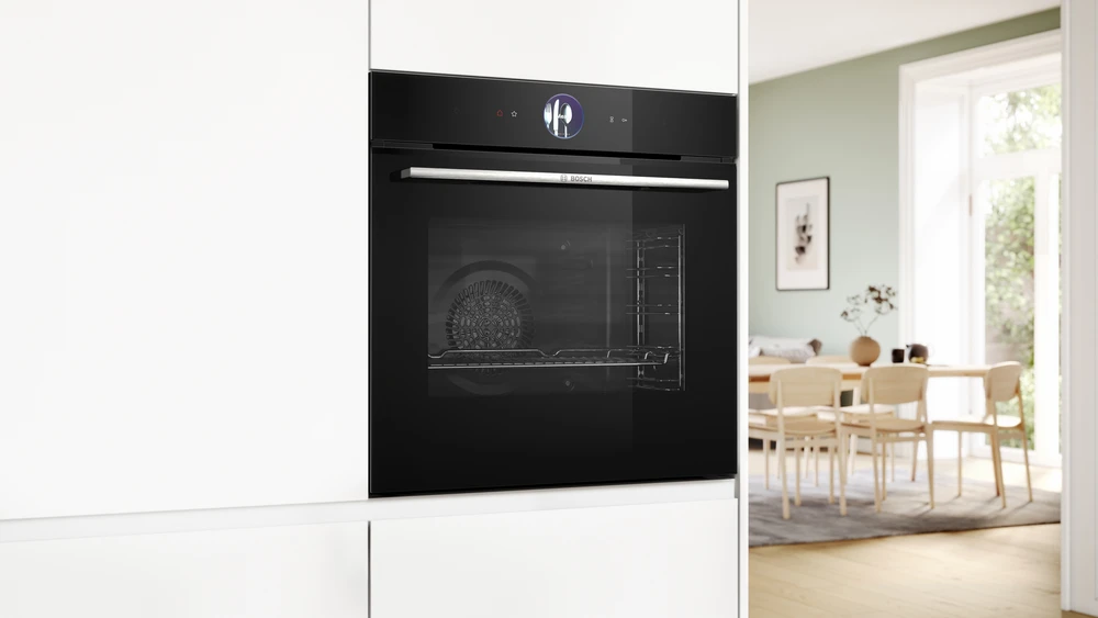 Bosch HRG7761B1 Serija 8, Įmontuojamoji orkaitė su papildomų garų funkcija, 60 x 60 cm, Juodas