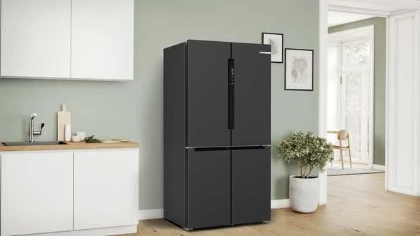 Bosch KFN96AXEA Serija 4, Prancūziško tipo apačioje montuojamas šaldiklis, 5 durų, 183 x 90.5 cm, Juodas šlifuotas plienas, atsparus pirštų atspaudams, Total No Frost