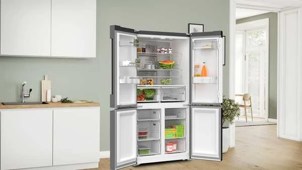 Bosch KFN96AXEA Serija 4, Prancūziško tipo apačioje montuojamas šaldiklis, 5 durų, 183 x 90.5 cm, Juodas šlifuotas plienas, atsparus pirštų atspaudams, Total No Frost