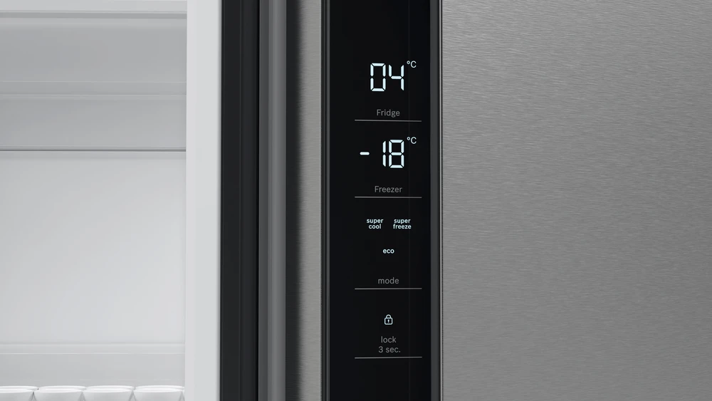 Bosch Serie 4 KFN96VPEA side-by-side šaldytuvas Freestanding 605 L E Nerūdijantis plienas