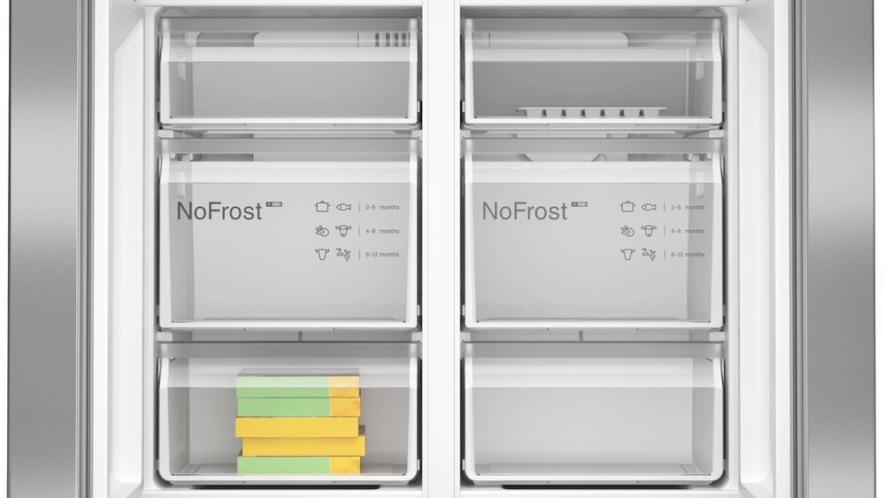 Bosch Serie 4 KFN96VPEA side-by-side šaldytuvas Freestanding 605 L E Nerūdijantis plienas