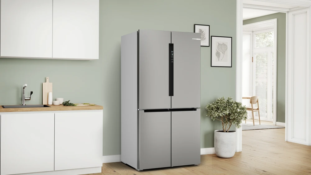 Bosch Serie 4 KFN96VPEA side-by-side šaldytuvas Freestanding 605 L E Nerūdijantis plienas