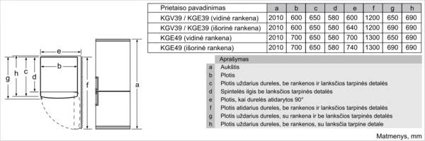 Bosch KGE398IBP Serija 6, Laisvai statomas šaldytuvas-šaldiklis su šaldiklio skyriumi apačioje, 201 x 60 cm, Nerūdijančio plieno