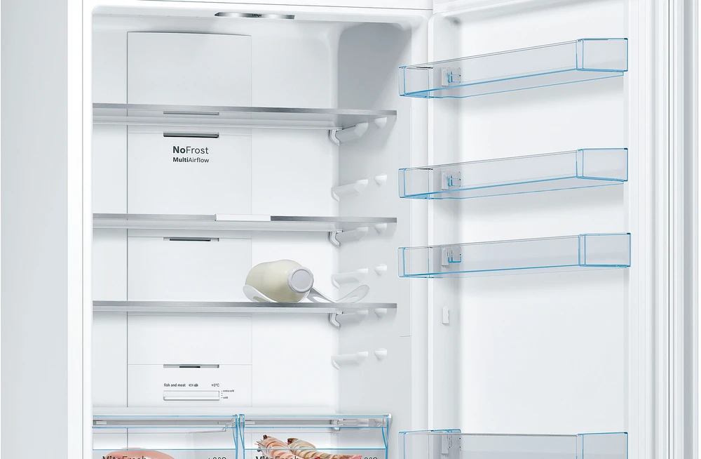Bosch KGN493WDA Serija 4, Laisvai statomas šaldytuvas-šaldiklis su šaldiklio skyriumi apačioje, 203 x 70 cm, Baltas, Total No Frost