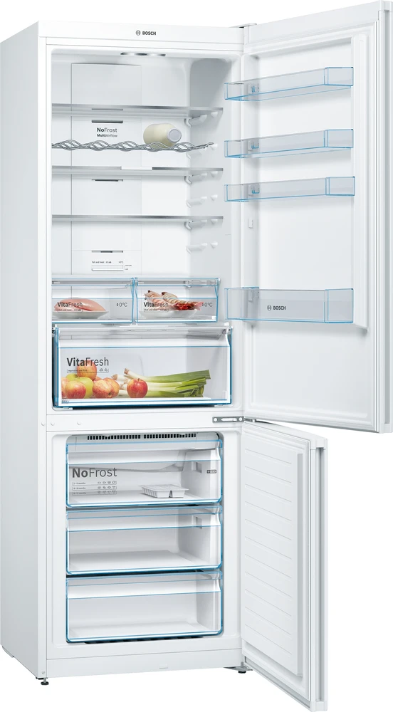 Bosch ‎KGN49XWEA KGN49XWEA Serija 4, Laisvai statomas šaldytuvas-šaldiklis su šaldiklio skyriumi apačioje, 203 x 70 cm, Baltas, Total No Frost