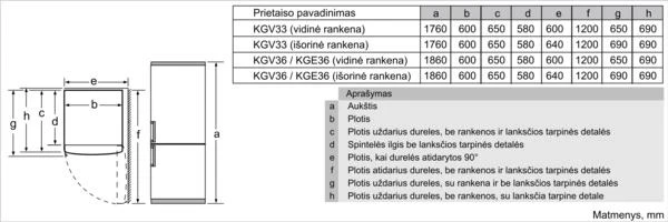 Bosch KGV33VLEA Serija 4, Laisvai statomas šaldytuvas-šaldiklis su šaldiklio skyriumi apačioje, 176 x 60 cm, Nerūdijančio plieno efektas