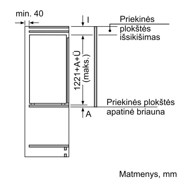 Įmontuojamas šaldytuvas Bosch KIR41VFE0 4 serija, Baltos spalvos