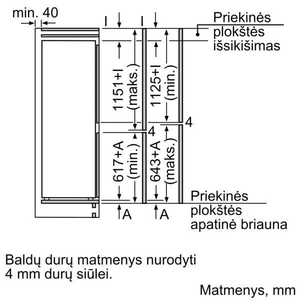 Įmontuojamasis šaldytuvas su šaldiklio skyriumi apačioje Bosch KIS87AFE0 Serija 6, 177,2 x 55,8 cm, plokščias vyris