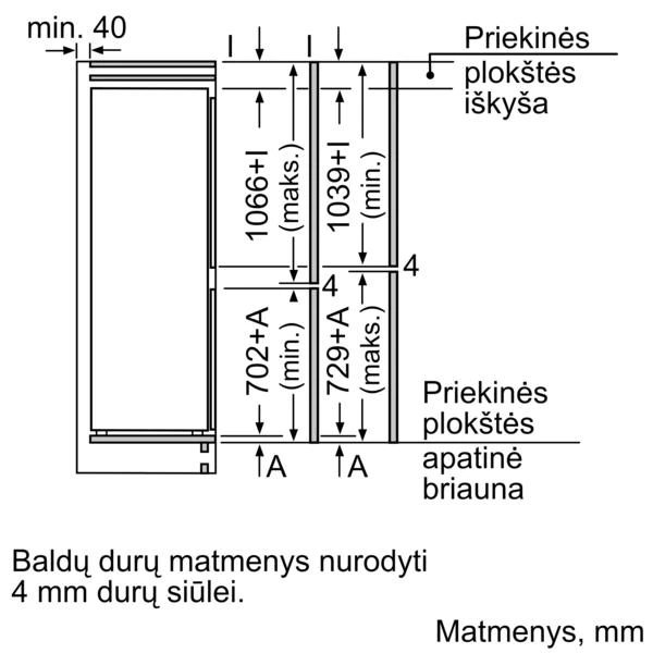 Įmontuojamas šaldytuvas Bosch KIV86VFE1 4 serija, Baltos spalvos