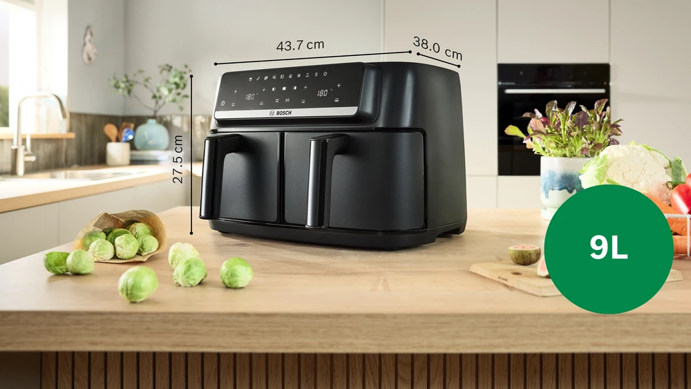 Bosch MAFD440B7 Serija 4, Double Drawer Air Fryer, Juodas