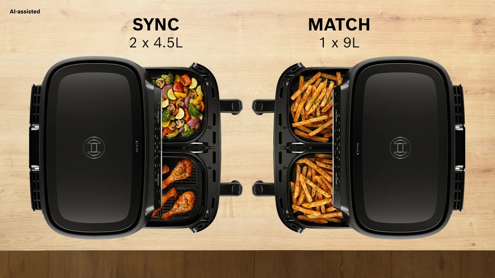 Bosch MAFD440B7 Serija 4, Double Drawer Air Fryer, Juodas