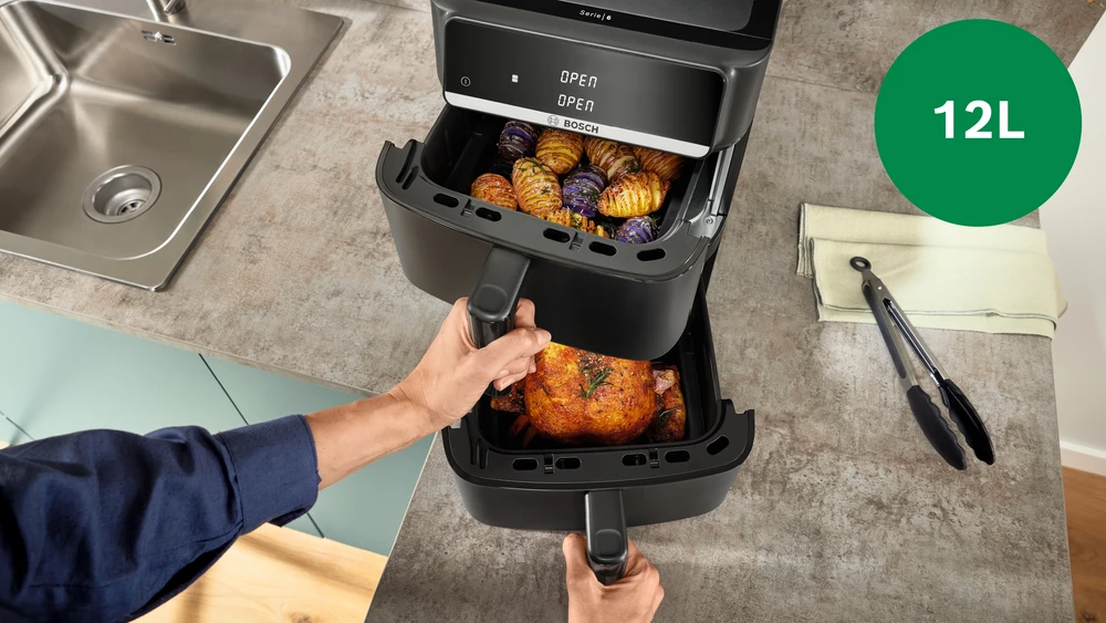 Bosch MAFD661B7 Serija 6, Double Stack Drawer Air Fryer, Juodas