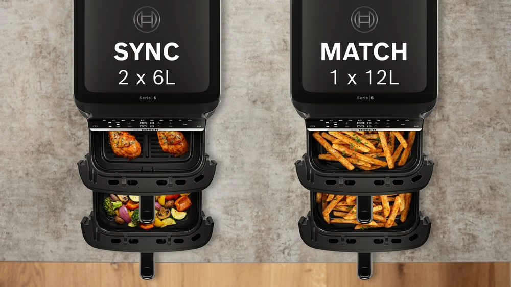 Bosch MAFD661B7 Serija 6, Double Stack Drawer Air Fryer, Juodas
