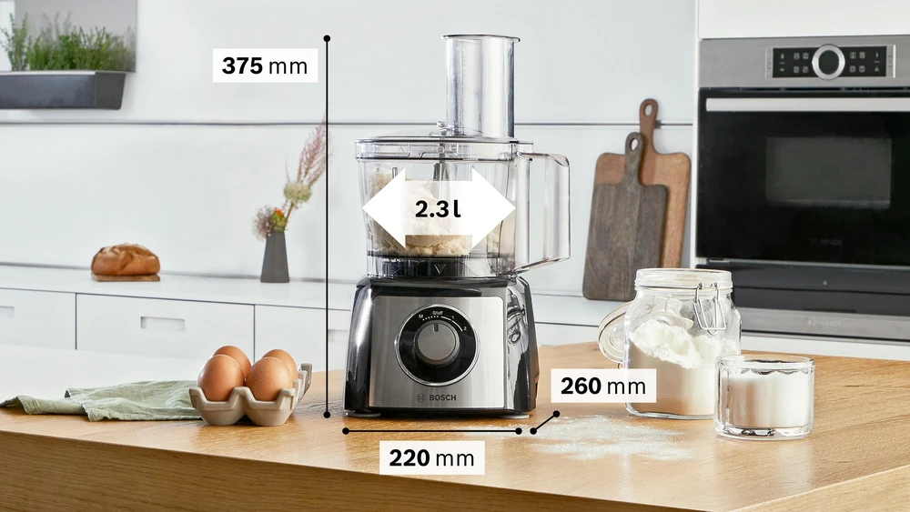 Virtuvinis kombainas Bosch Food processor MultiTalent 3 Plus 900 W, Juoda, šiaušto nerūdijančio plieno