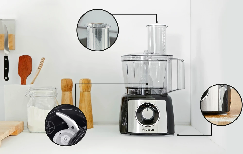 Bosch MCM3PM38S Virtuvės kombainas, MultiTalent 3 Plus, 900 W, Juoda, šiaušto nerūdijančio plieno