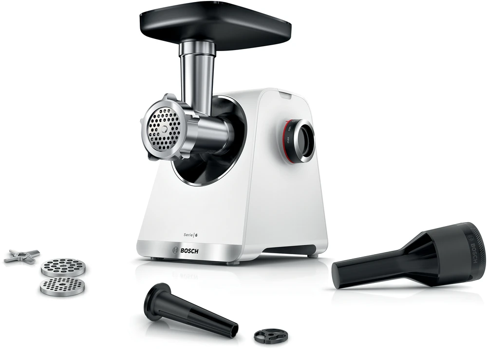 Mėsmalė Bosch MFWS609W Series 6, Food mincer, MultiPower, 2100 W, Baltas, Baltas
