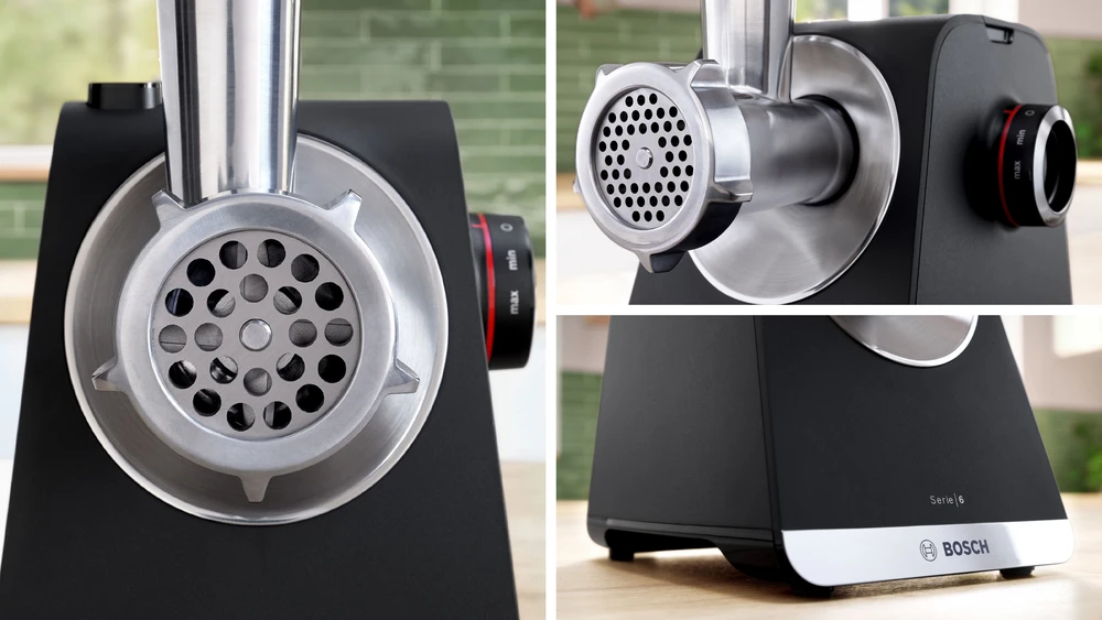 Bosch MFWS640B Serija 6, Mėsmalė, MultiPower, 2100 W, Juoda, sidabrinė metalo