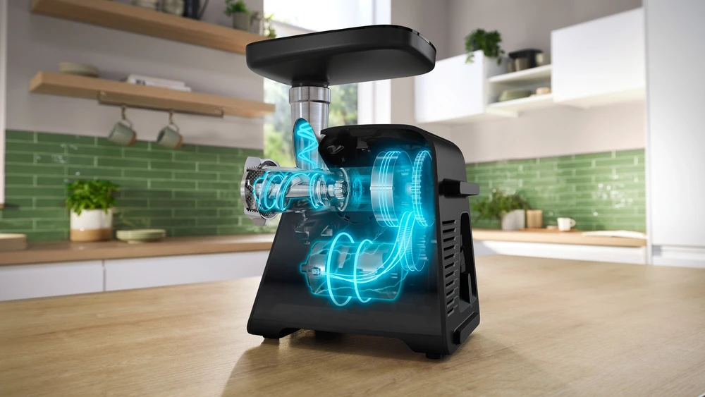 Bosch MFWS640B Serija 6, Mėsmalė, MultiPower, 2100 W, Juoda, sidabrinė metalo