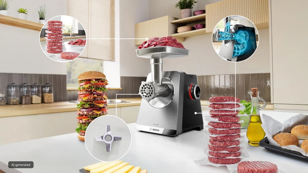 Bosch MFWS835M Serija 8, Mėsmalė, MultiPower, 2500 W, Nerūdijančio plieno