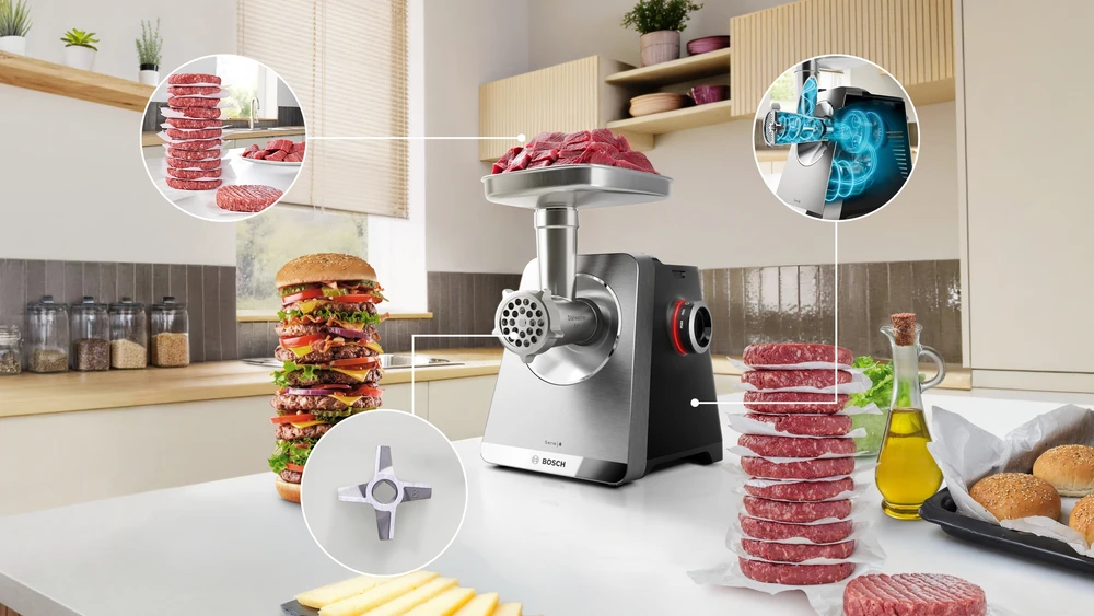 Bosch MFWS860M Serija 8, Mėsmalė, MultiPower, 2500 W, Nerūdijančio plieno