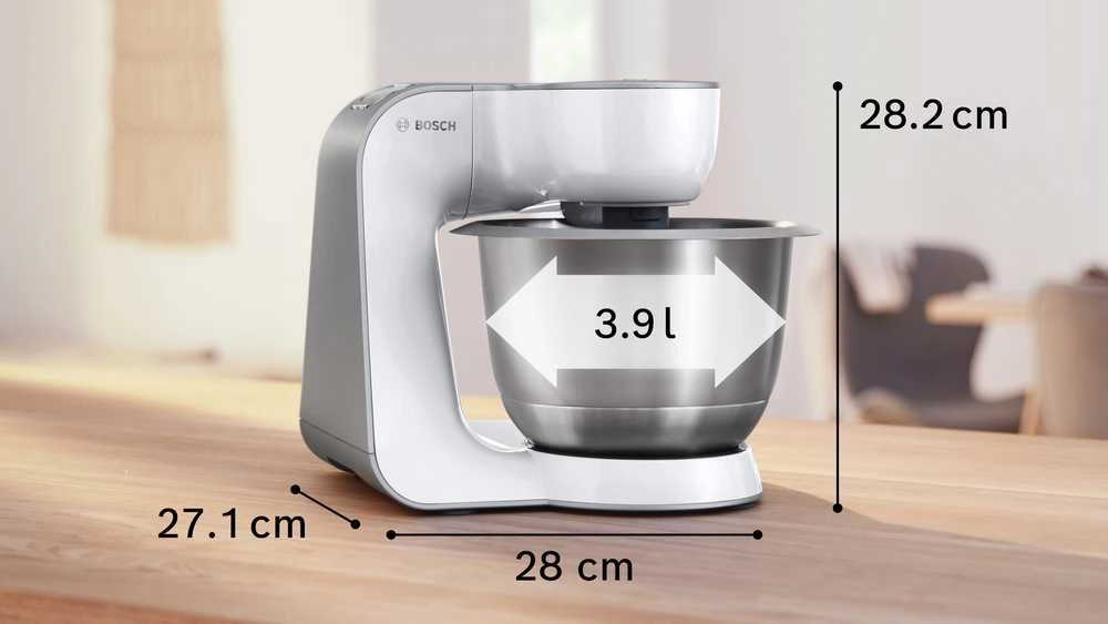Virtuvinis kombainas Bosch MUM58210 Series 4, Kitchen machine, MUM 5, 1000 W, Baltas, Sidabrinis
