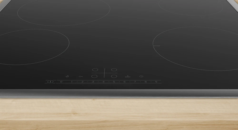 Bosch PKE645FP2E Serija 6, Elektrinė kaitlentė, 60 cm, kaitlentė su plieniniu rėmu