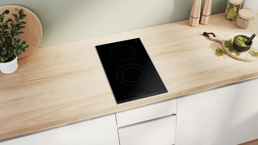 Bosch Serija 6 Domino elektrinė kaitlentė su plieniniu rėmu, 30 cm