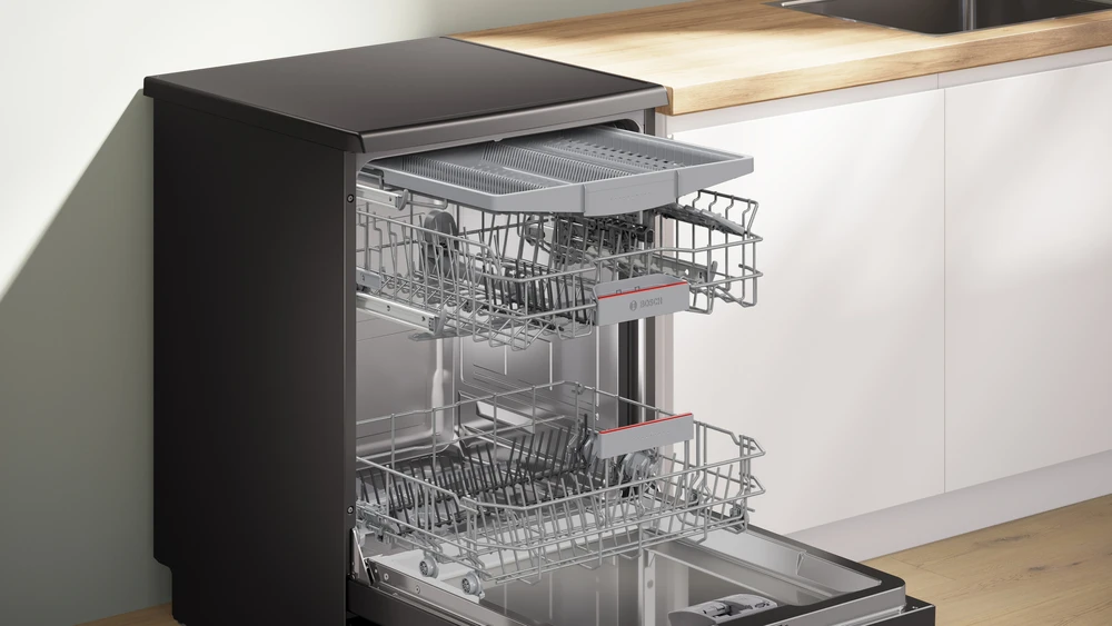 Laisvai statoma indaplovė Bosch SMS4EMC06E, 60 cm, Juoda