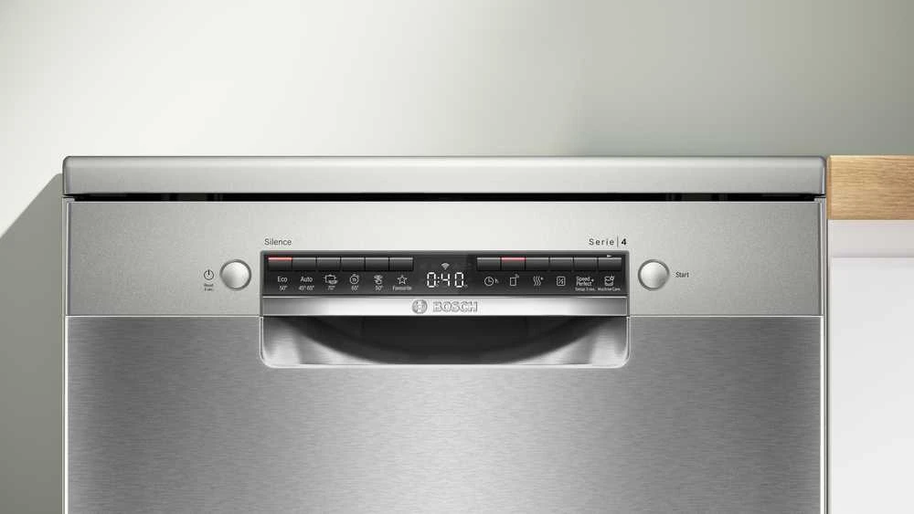 Bosch SMS4HVI14E Serija 4, Laisvai statoma indaplovė, 60 cm, Šlifuotas plienas su apsauga nuo pirštų atspaudų