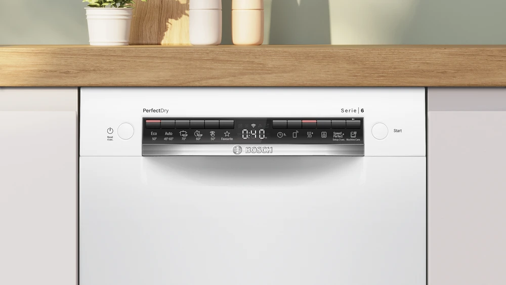 Bosch SPU6ZMW02S Serija 6, Indaplovė, montuojama iš apačios, 45 cm, Balta